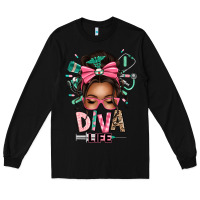 Black afro messy bun diva life Long Sleeve Tee - texasbilliewilder