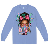 Colony Blue afro messy bun diva life Long Sleeve Tee - texasbilliewilder