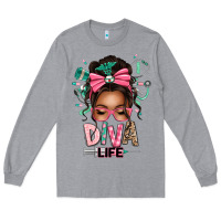 Heather Grey afro messy bun diva life Long Sleeve Tee - texasbilliewilder