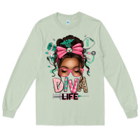 Matcha afro messy bun diva life Long Sleeve Tee - texasbilliewilder