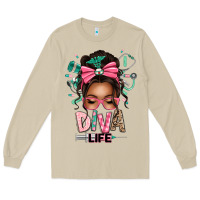 Mushroom afro messy bun diva life Long Sleeve Tee - texasbilliewilder