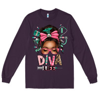 Plum afro messy bun diva life Long Sleeve Tee - texasbilliewilder