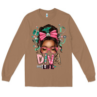 Toasted Coconut afro messy bun diva life Long Sleeve Tee - texasbilliewilder