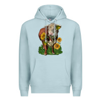 Blue Mist hereford bull with sunflowers Premium Hoodie - LillyAllenDesigns