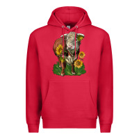 Cardinal hereford bull with sunflowers Premium Hoodie - LillyAllenDesigns