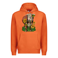 Carrot hereford bull with sunflowers Premium Hoodie - LillyAllenDesigns
