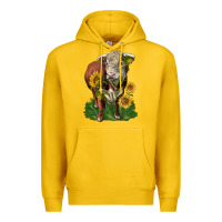 Lemon hereford bull with sunflowers Premium Hoodie - LillyAllenDesigns