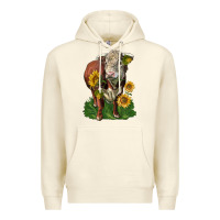 Sandshell hereford bull with sunflowers Premium Hoodie - LillyAllenDesigns