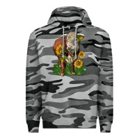 Slate Camo hereford bull with sunflowers Premium Hoodie - LillyAllenDesigns