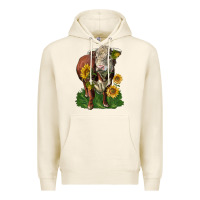 Tofu hereford bull with sunflowers Premium Hoodie - LillyAllenDesigns