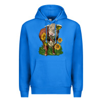 True Royal hereford bull with sunflowers Premium Hoodie - LillyAllenDesigns