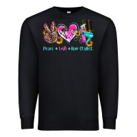 Black peace love hair stylist Premium Sweatshirt - AdoDesignShop