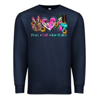 Navy peace love hair stylist Premium Sweatshirt - AdoDesignShop