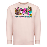 Pale Pink peace love hair stylist Premium Sweatshirt - AdoDesignShop