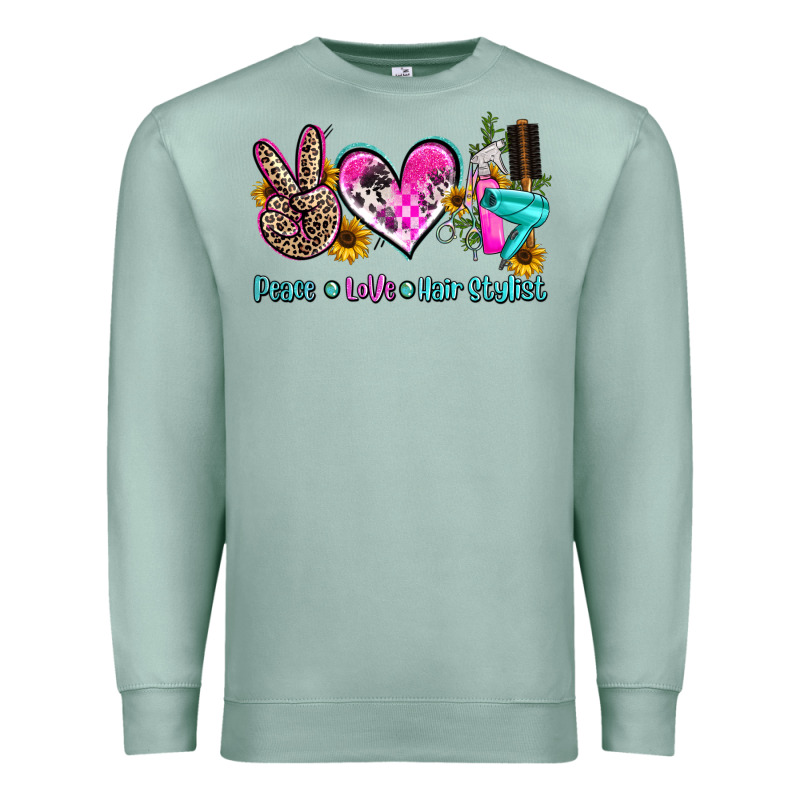 Peace Love Hair Stylist Premium Sweatshirt by AdoDesignShop | Teevron