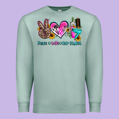 Peace Love Hair Stylist Premium Sweatshirt Designed By Adodesignshop