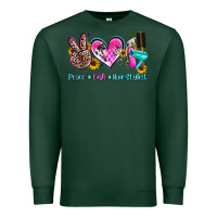 Sports Green peace love hair stylist Premium Sweatshirt - AdoDesignShop
