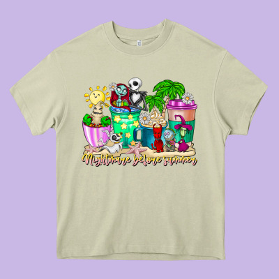 Nightmare Before Summer Coffee Cups Heavy Core Tee Designed By Cowhidedigitalart