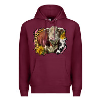 Burgundy hereford bull western background Premium Hoodie - LillyAllenDesigns