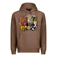 Chestnut hereford bull western background Premium Hoodie - LillyAllenDesigns
