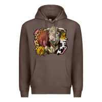 Coffee hereford bull western background Premium Hoodie - LillyAllenDesigns