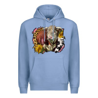 Colony Blue hereford bull western background Premium Hoodie - LillyAllenDesigns