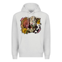 Dove Grey hereford bull western background Premium Hoodie - LillyAllenDesigns