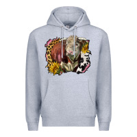 Heather Grey hereford bull western background Premium Hoodie - LillyAllenDesigns