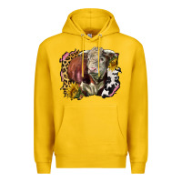 Lemon hereford bull western background Premium Hoodie - LillyAllenDesigns