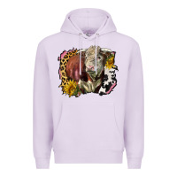 Lilac hereford bull western background Premium Hoodie - LillyAllenDesigns