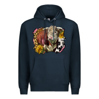 Navy hereford bull western background Premium Hoodie - LillyAllenDesigns