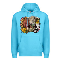 Ocean Blue hereford bull western background Premium Hoodie - LillyAllenDesigns