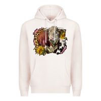 Pale Pink hereford bull western background Premium Hoodie - LillyAllenDesigns