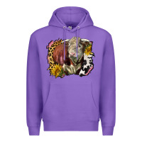 Purple hereford bull western background Premium Hoodie - LillyAllenDesigns