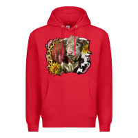 Red hereford bull western background Premium Hoodie - LillyAllenDesigns