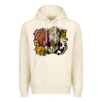 Tofu hereford bull western background Premium Hoodie - LillyAllenDesigns