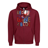 Burgundy red wine and blue Zipper Hoodie - Zillion Design Studio