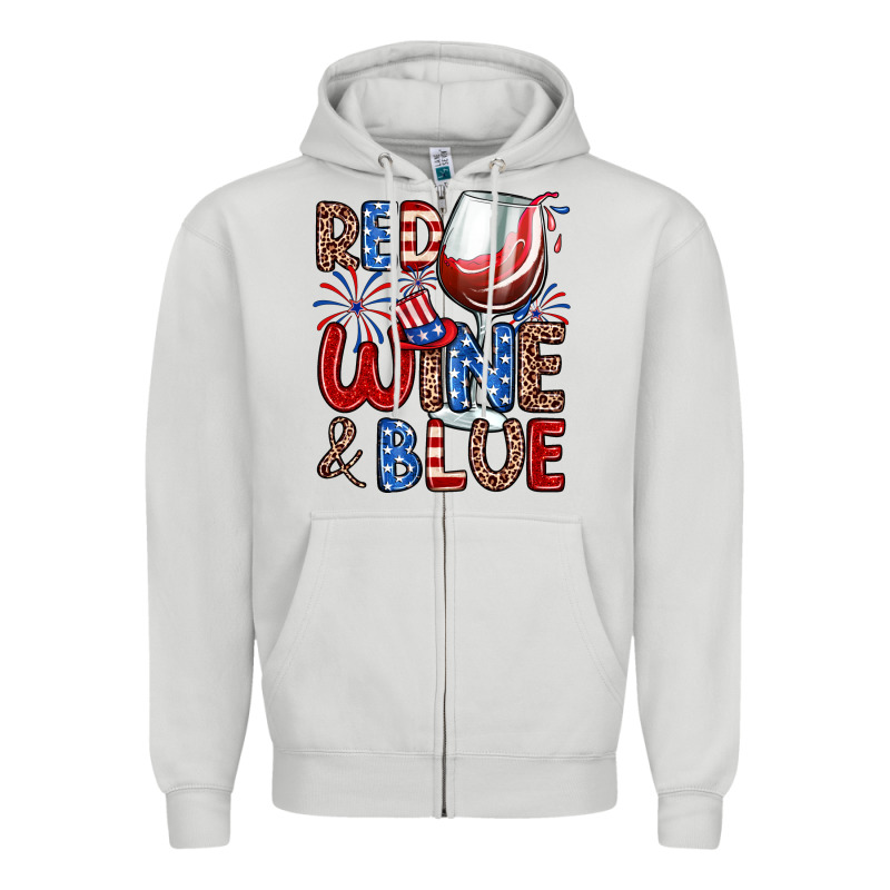 Red Wine And Blue Zipper Hoodie by Zillion Design Studio | Teevron