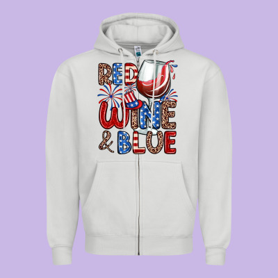Red Wine And Blue Zipper Hoodie Designed By Zillion Design Studio