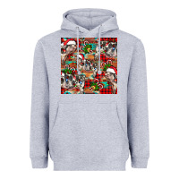 Heather Grey christmas pig  aztec Heavyweight Hoodie - FaDigitalArtStudio
