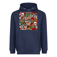 Navy christmas pig  aztec Heavyweight Hoodie - FaDigitalArtStudio