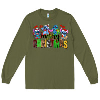 Army Green merry christmas stitch Long Sleeve Tee - AdoDesignShop