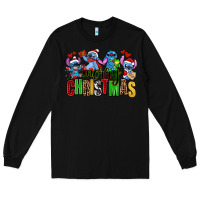 Black merry christmas stitch Long Sleeve Tee - AdoDesignShop