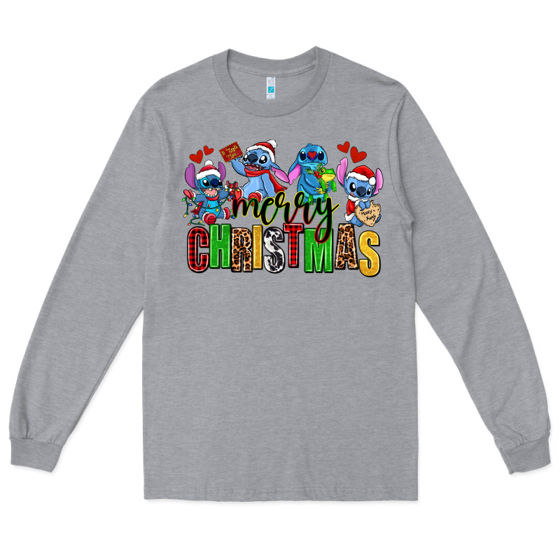 Merry Christmas Stitch Long Sleeve Tee by AdoDesignShop | Teevron