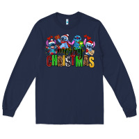 Navy merry christmas stitch Long Sleeve Tee - AdoDesignShop