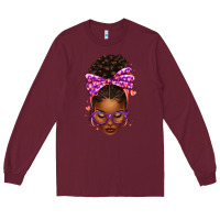 Burgundy sorority colors purple carol afro messy bun woman Long Sleeve Tee - texasbilliewilder