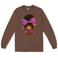Chestnut sorority colors purple carol afro messy bun woman Long Sleeve Tee - texasbilliewilder