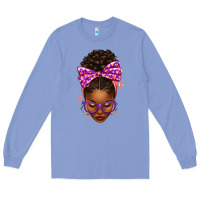 Colony Blue sorority colors purple carol afro messy bun woman Long Sleeve Tee - texasbilliewilder