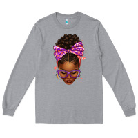 Heather Grey sorority colors purple carol afro messy bun woman Long Sleeve Tee - texasbilliewilder