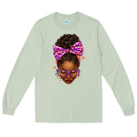 Matcha sorority colors purple carol afro messy bun woman Long Sleeve Tee - texasbilliewilder